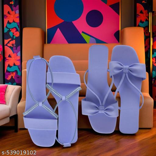 Ladies Fashion Chappal Combo of 2 | Comfortable Flats | Stylish Flat Sandals