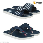 BRD-813-BRD-799 Navy Rexine Flip Flops For Men Combo Pack of 2