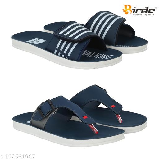 BRD-813-BRD-799 Navy Rexine Flip Flops For Men Combo Pack of 2