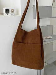 Lightweight Office Casual Corduroy Washable Bag for Teen Girls Women