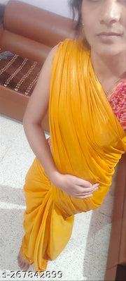 Solid/Plain Bollywood Lycra Blend Saree