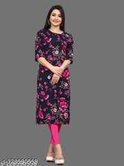 Polyster/Crepe fabric-Women Printed Straight Kurta