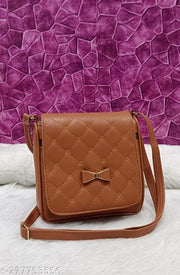 Fancy Fashionable women Tan PU sling bags/Full hand work bag/sling bag for women/party wear bag for women/long bag for women/wedding bag for women/Small sling bags/Premium PU leather sling bags for women