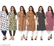 Women Printed American Crepe Kurta Combo of 6