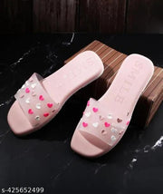 Latest Heart Printed Pink Slippers