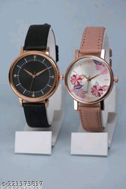 Best Quality Festive Season Flower Designer Round Dial Attractive Leather Belt Women Watches Combo Pack of 2 Watches combo for women stylish girl watches combo pack of 2 analog watches combo wrist watches combo watches for girls stylish watches Set