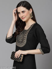 Women Embroidered Straight Kurta