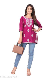Cotton Embroidered Short Kurta for Women and Girl