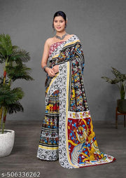AJRAKH BLOCK PRINT MULMUL COTTON SAREE