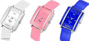 Square Analog Watches Combo PU Belt Watches Combo for Girls Watches Combo for Women Pack of 3