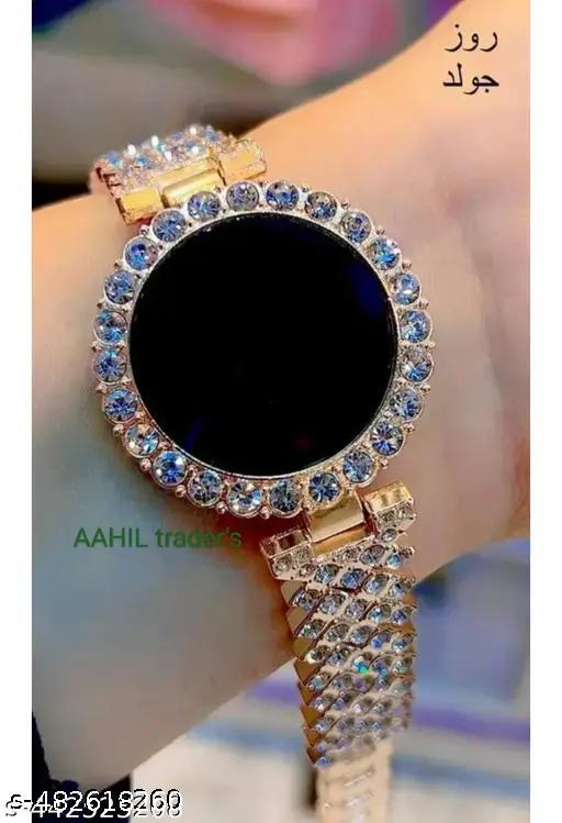 New shiny luxurious electronic digital watch tuch screen time only women diamond digital watch for women