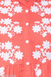 PURVIJA KURTIES WOMEN EMBROIDERED FLARED KURTI
