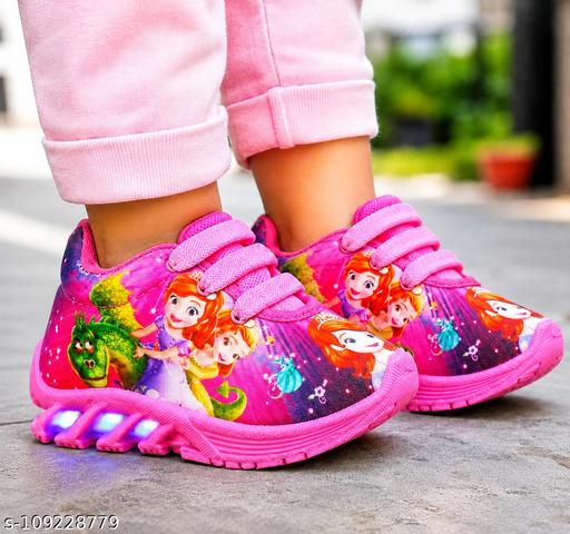 BUNNIES Boys And Girls LED Leight Indian Walking Shoes (1 Years To 13 Years )Pink