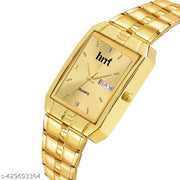 HRRT 9151 Stylish Gold Date & Day Display Analog Watch for Men & Boys | Premium Chain Watch | Party & Daily Wear