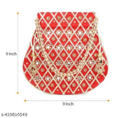Mirror Worked Ethenic Potli Purse with pearls Handle