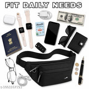 Waist Bag Men & Women Side Pouch for Travel & Sports Waterproof Adjustable Strap Waist Bag  (Black)