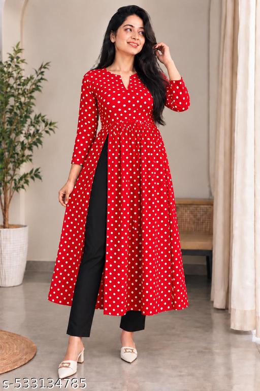 Trendy High-Slit Printed Kurti|style |full sleeve kurti|stylish ethnic outfit|elegant printed top|