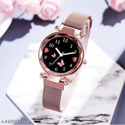Rosegold New Flower Magnet belt wrist Analog Watch for Girls and Women