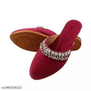 ZadZed Women's Designer Rajasthani Jutti | Velvet Embellished Slip-On Ethnic Footwear for Festive & Casual Wear