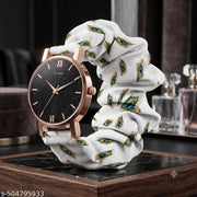 Scrunchies Watch Classic Dial & Unique Scrunchies Watch For Girl & Women Antique Women Multicolor Satin Febric Belt Scrunchies Watch