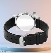 Dimond Studded Flower Design Dial PU Strap Analog Girl's and Women's BLACK Watch(PACK OF 1)