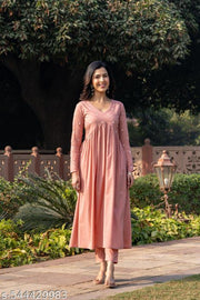 Solanki gathered dress/kurta - Pink
