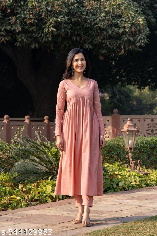 Solanki gathered dress/kurta - Pink