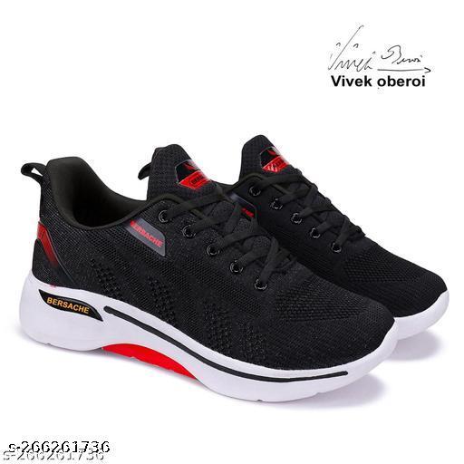 Bersache Lightweight Sports ? Shoes Sole Comfortable Outdoor, Running, Walking, Gym, Training, Trekking and Hiking Shoes for Men (Black)