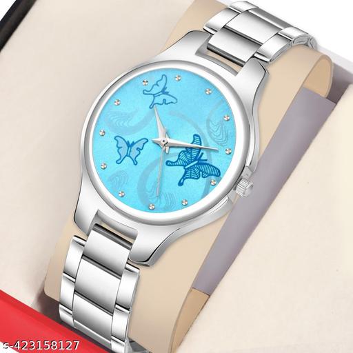 Medboo Sky Blue BFS Dial Metal Silver Belt Girls watch