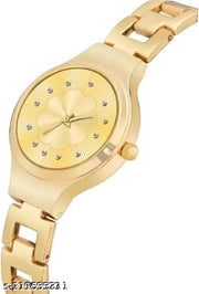 Fancy Flower Design Metal Chain Analog Watch For Womens & Girls
