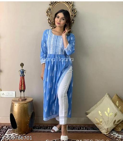ROZY FABRICS Printed New Kurti for Womens and Girls Rayon