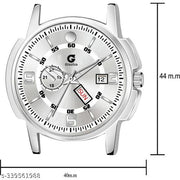 Listen Silver Day & Date Function Stainless Steel Chain Strap Analog Watch - For Men