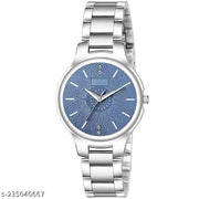 HRV Blue Round Dial Metal Silver Belt Girls watch