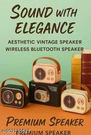 Bluetooth Speaker with FM Radio, Leather Strap & Gold Trim (Mint Green)