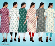Women Printed Crepe Kurti (Combo Of 6)
