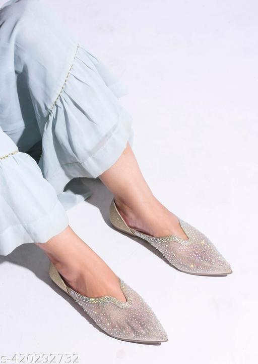 JM LOOKS Women's Bellies & Ballerinas | Pointed Toe Rhinestone | Stylish & Attractive Comfort for Women & Girls