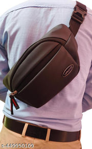 Flikker: Stylish Synthetic Leather Waist Bag for Men || Women Casual Waist Bag || Unisex Kamar Pouch Fanny Pack Waterproof Travel Hip Bag Side Bag for Boys Running Sports Money Bag Phone Pocket Belt Bag with Adjustable Strap Chest Bag (Black, Pack of: 1)