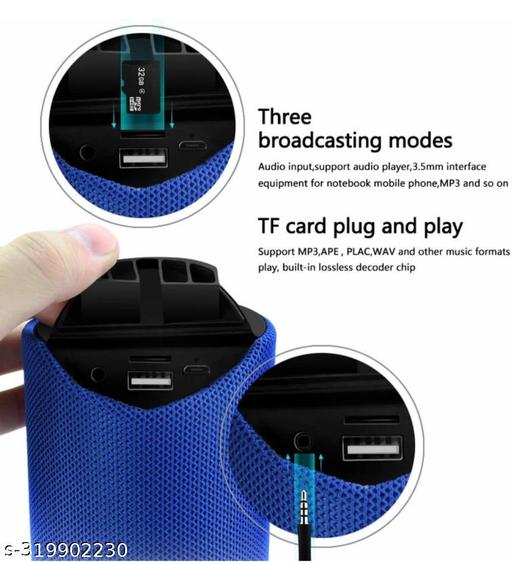 TG113 Super Bass Splash Proof Wireless Bluetooth Speaker Best Sound Quality Playing with All Device (Blue Colour)