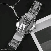 Men's Steel Chain Silver Black Men style Boys Hand Watch Gents 2024 Luxury Design Steel Chain New Model Analog Watch - For Boys