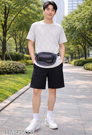 FFB FASHION Unisex Waist Bag | Multi-Pocket Travel Pouch with Adjustable Strap | Stylish Sling Bag |Walking & Daily Use.unisex waist bag, quilted bag, mobile pouch, travel pouch.