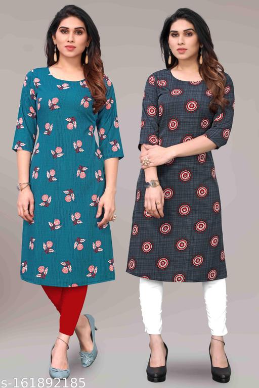 Women Printed Crepe Kurtis combo of 2