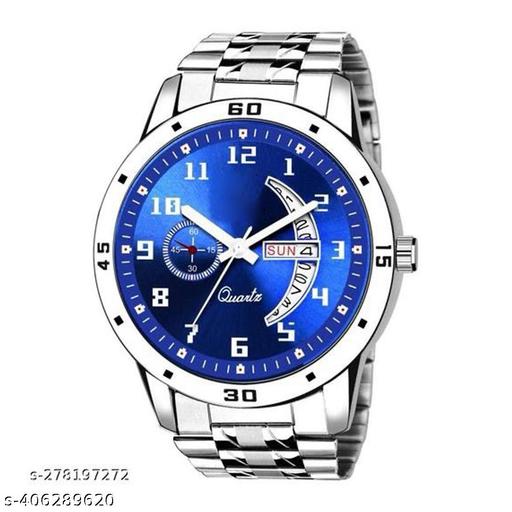 Day & Date Function Watch With Blue Dial & Alloy Chain Analog Watch - For Men