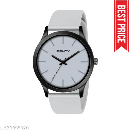 Grey Dial Analog Watch for Men – Stylish Silicone Strap, Quartz Movement, Waterproof & Scratch-Resistant | Sleek, Professional Look for Office, School & Casual Wear | Premium Branded Watch Under 300