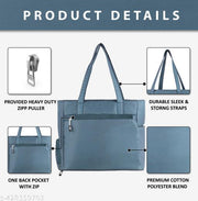 Double Pocket Handbag for Women: Stylish, Ideal Companion for Work, Travel, Polyester Material, Spacious 10-liter Capacity, 6 Pockets. (Vampire Grey)…