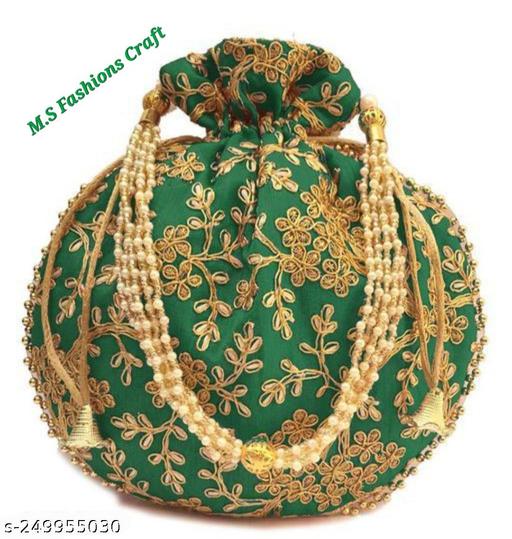 Colorful Women Potli Bag  Rajasthani handmade Traditional Potli Bag Embroidery Work Jaipuri Silk