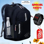 Large Stylish 35L Waterproof Laptop Backpack for Men & Women - Office, School, college, with free LED watch