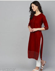 Amazing CN Latest Fashion Women's Solid Printed Round Pleated Flared Kurti