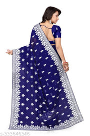 Heavy Silver Embroidery Work With Full Diamond(stone) Handwork Beautifull Saree