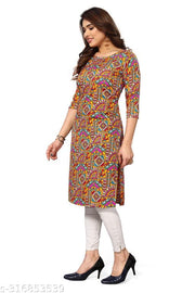 Women Printed Crepe Straight Kurti