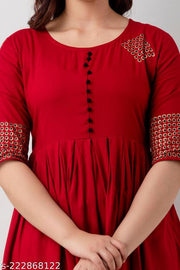 Stylish Rayon Printed Anarkali Flared Kurta